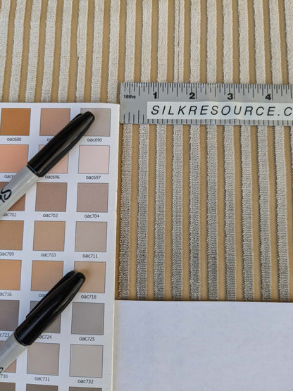 by yard Scalamandre Sofia Silk Velvet Stripe Gray and Bisque Silk Pile Light Brown MSRP USD478/y