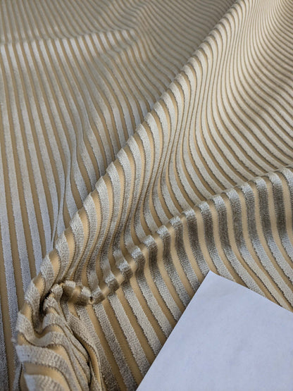 by yard Scalamandre Sofia Silk Velvet Stripe Gray and Bisque Silk Pile Light Brown MSRP USD478/y