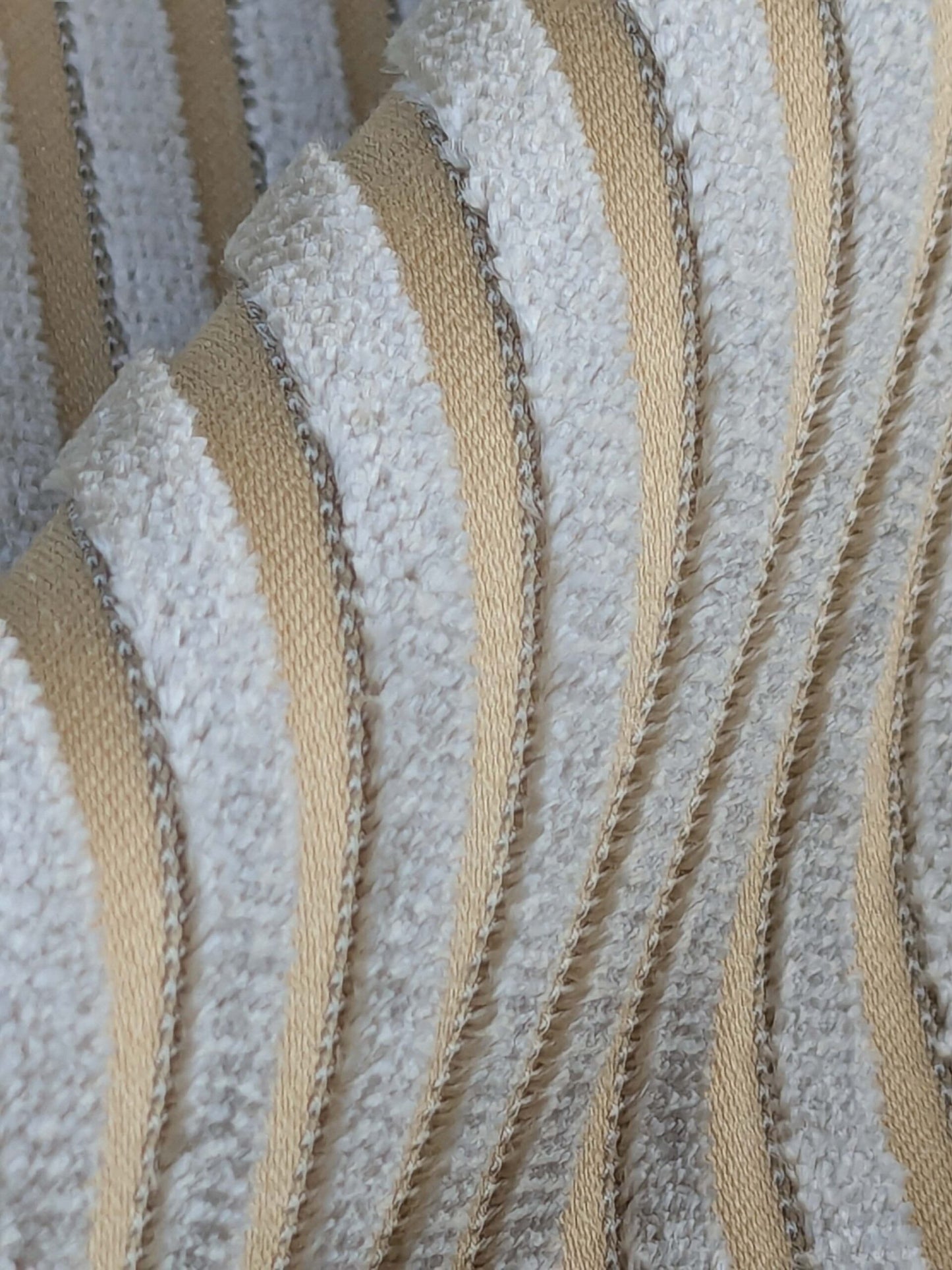 by yard Scalamandre Sofia Silk Velvet Stripe Gray and Bisque Silk Pile Light Brown MSRP USD478/y