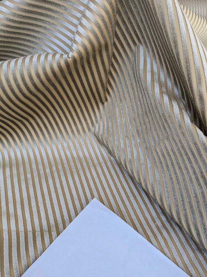 by yard Scalamandre Sofia Silk Velvet Stripe Gray and Bisque Silk Pile Light Brown MSRP USD478/y