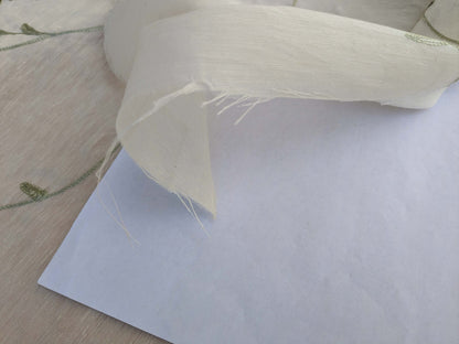 by yard Scalamandre Nirali Endive Dreamy Silk Linen Sheer with Embroidery Green on White Floral Silk Linen MSRP USD 238/y