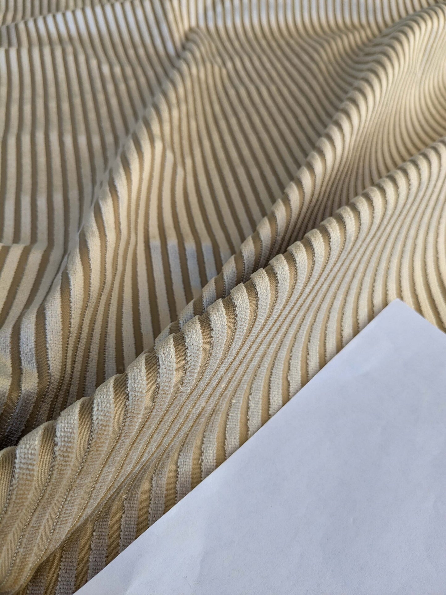 by yard Scalamandre Sofia Silk Velvet Stripe Sand and Bisque Silk Pile Light Brown MSRP USD478/y