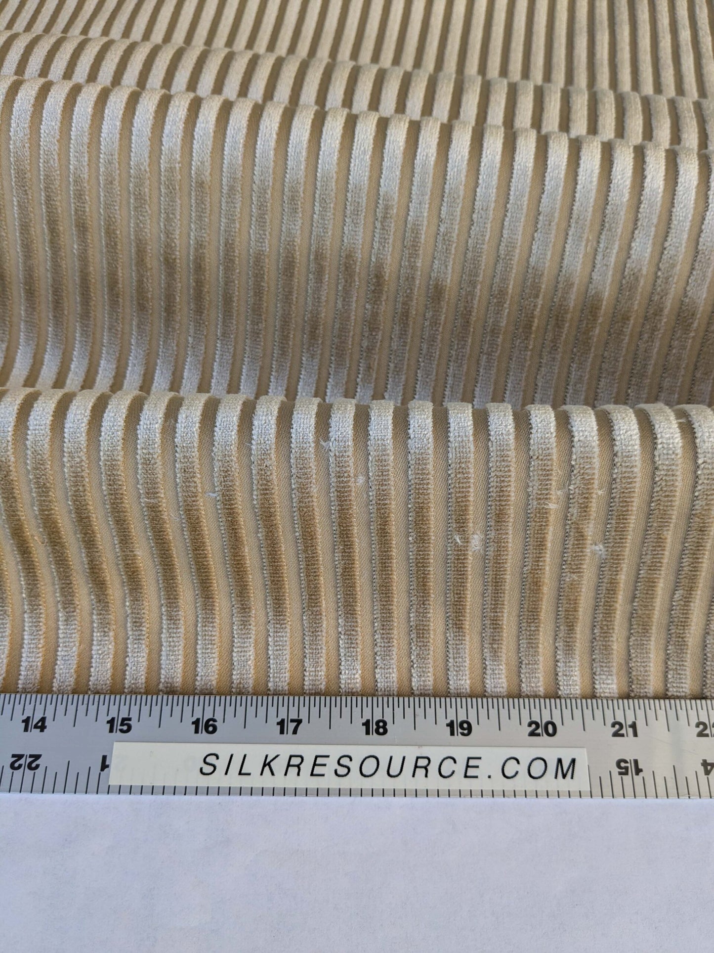 by yard Scalamandre Sofia Silk Velvet Stripe Sand and Bisque Silk Pile Light Brown MSRP USD478/y