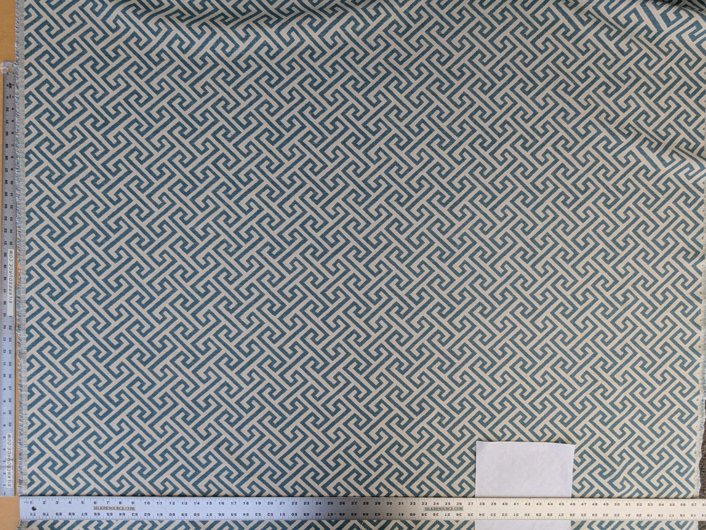 by yard Scalamandre Ariadne Azure Blue Beige Greek Key Italian Jacquard Woven MSRP USD 160/y