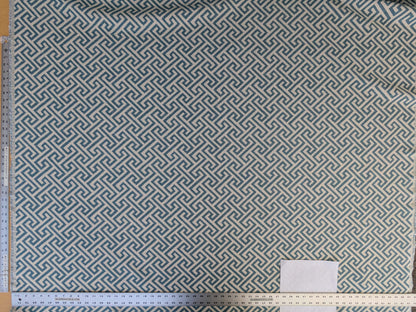 by yard Scalamandre Ariadne Azure Blue Beige Greek Key Italian Jacquard Woven MSRP USD 160/y