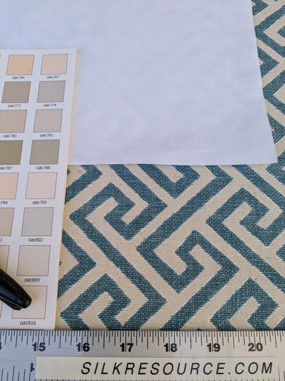 by yard Scalamandre Ariadne Azure Blue Beige Greek Key Italian Jacquard Woven MSRP USD 160/y