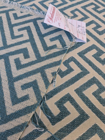 by yard Scalamandre Ariadne Azure Blue Beige Greek Key Italian Jacquard Woven MSRP USD 160/y