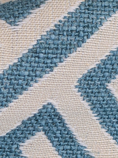 by yard Scalamandre Ariadne Azure Blue Beige Greek Key Italian Jacquard Woven MSRP USD 160/y