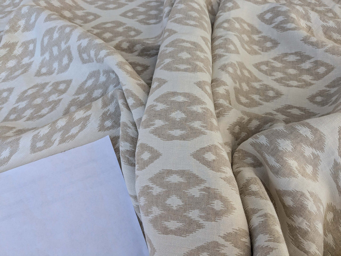 by yard Scalamandre Ismir Natural Cream White Linen Print Orgee Diamond Double Width from Spain MARP USD364/y