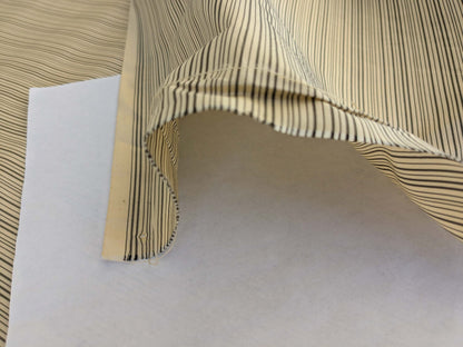 by yard Scalamandre Astley Silk Strie Cream Charcoal Beige Dark Gray White Pin Stripe Small Scale MSRP USD350+/yard