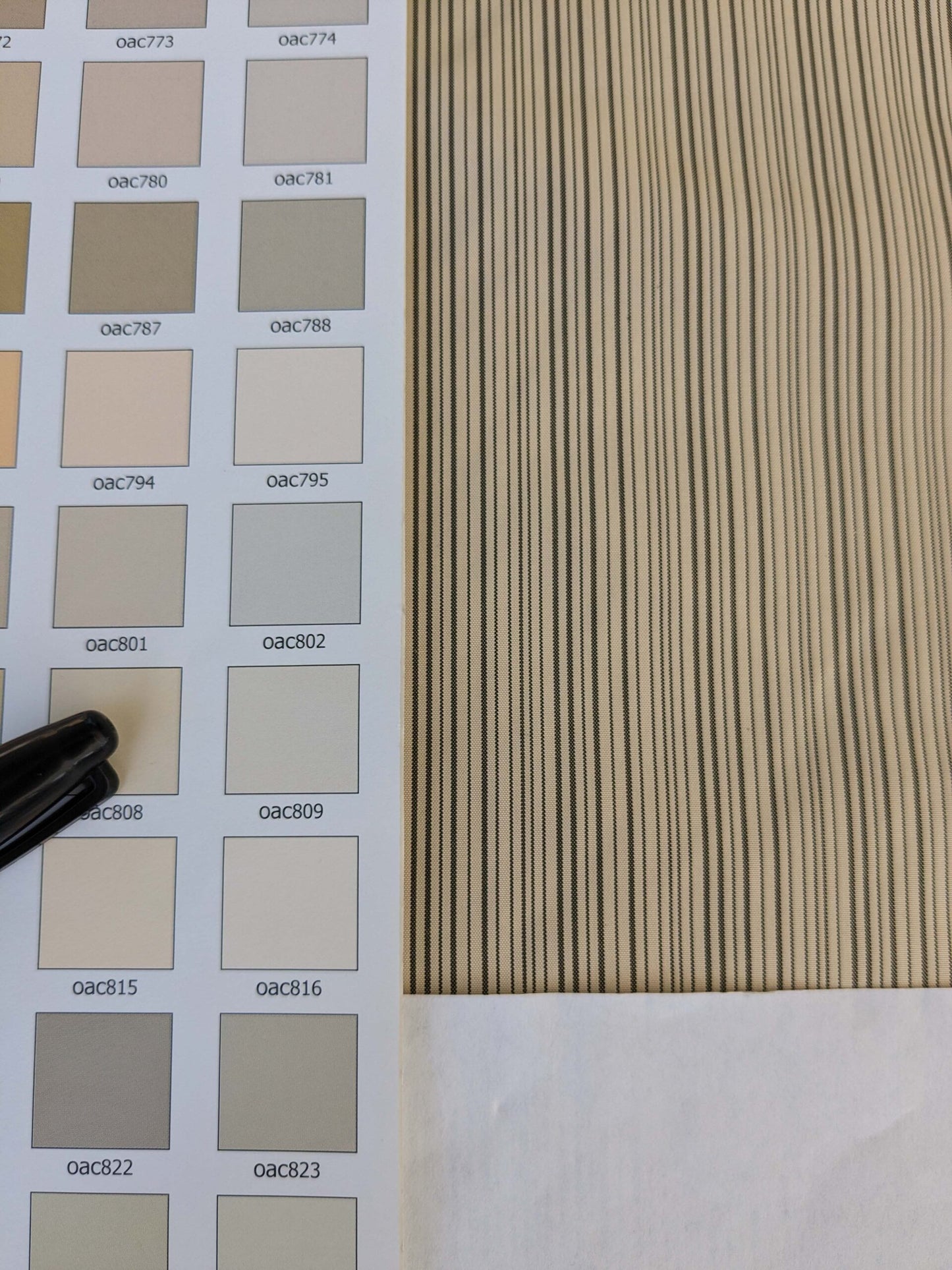 by yard Scalamandre Astley Silk Strie Cream Charcoal Beige Dark Gray White Pin Stripe Small Scale MSRP USD350+/yard