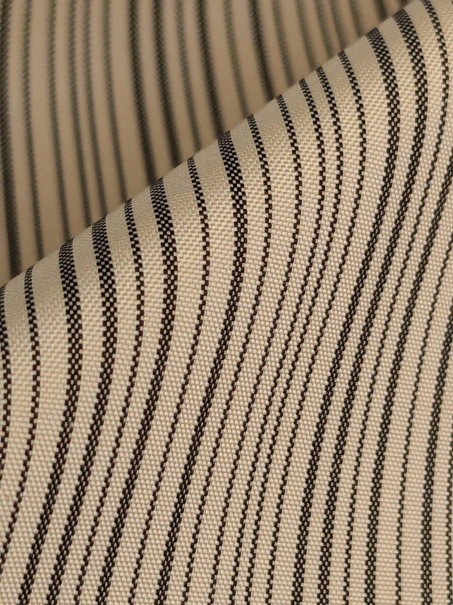 by yard Scalamandre Astley Silk Strie Cream Charcoal Beige Dark Gray White Pin Stripe Small Scale MSRP USD350+/yard