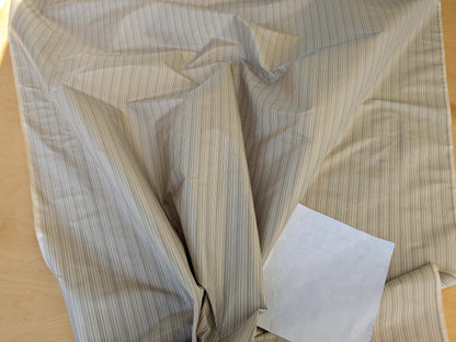 by yard Scalamandre Astley Silk Strie Cream Charcoal Beige Dark Gray White Pin Stripe Small Scale MSRP USD350+/yard