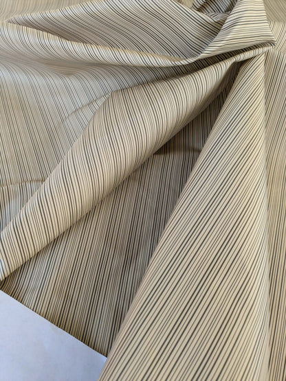 by yard Scalamandre Astley Silk Strie Cream Charcoal Beige Dark Gray White Pin Stripe Small Scale MSRP USD350+/yard