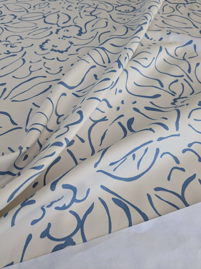 by yard Scalamandre Brooks Delphinium on White Modern Art Floral Print Cotton MSRP USD 180/y