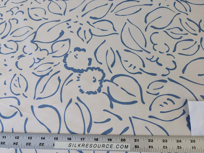 by yard Scalamandre Brooks Delphinium on White Modern Art Floral Print Cotton MSRP USD 180/y