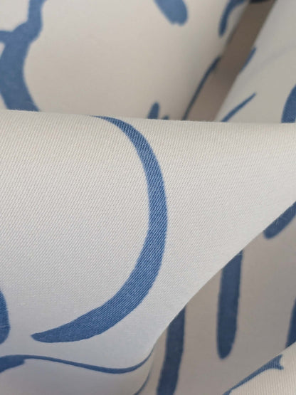 by yard Scalamandre Brooks Delphinium on White Modern Art Floral Print Cotton MSRP USD 180/y