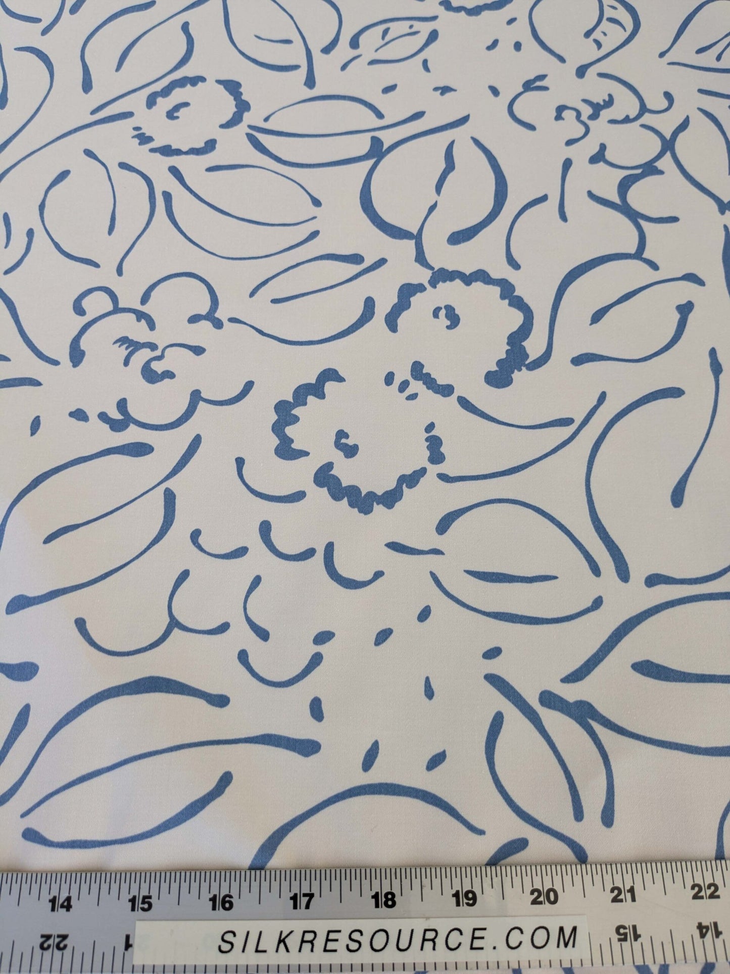 by yard Scalamandre Brooks Delphinium on White Modern Art Floral Print Cotton MSRP USD 180/y