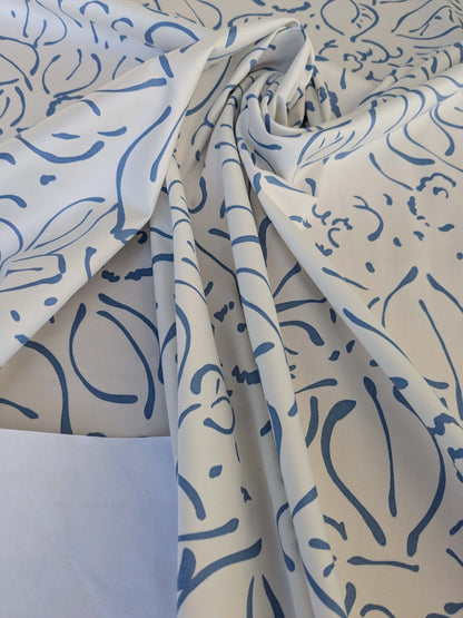 by yard Scalamandre Brooks Delphinium on White Modern Art Floral Print Cotton MSRP USD 180/y