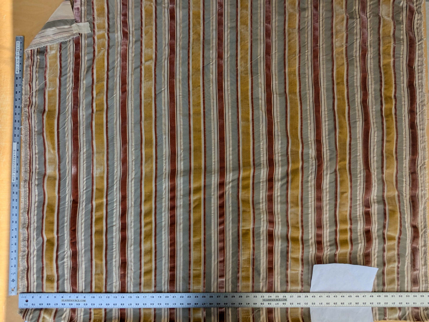 by yard Scalamandre Giacomo Silk Velvet Stripe Rose Yellow Decadent Silk Pile MSRP USD500/y