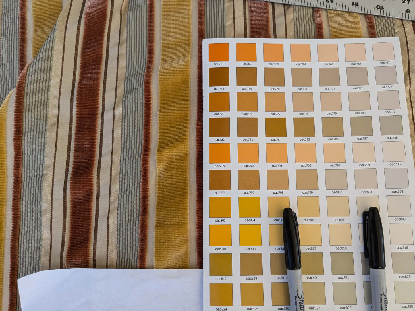 by yard Scalamandre Giacomo Silk Velvet Stripe Rose Yellow Decadent Silk Pile MSRP USD500/y