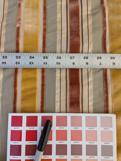 by yard Scalamandre Giacomo Silk Velvet Stripe Rose Yellow Decadent Silk Pile MSRP USD500/y