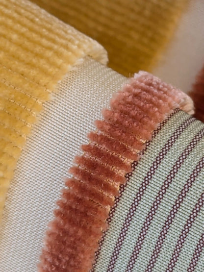 by yard Scalamandre Giacomo Silk Velvet Stripe Rose Yellow Decadent Silk Pile MSRP USD500/y