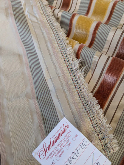 by yard Scalamandre Giacomo Silk Velvet Stripe Rose Yellow Decadent Silk Pile MSRP USD500/y