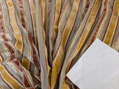 by yard Scalamandre Giacomo Silk Velvet Stripe Rose Yellow Decadent Silk Pile MSRP USD500/y