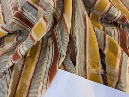 by yard Scalamandre Giacomo Silk Velvet Stripe Rose Yellow Decadent Silk Pile MSRP USD500/y