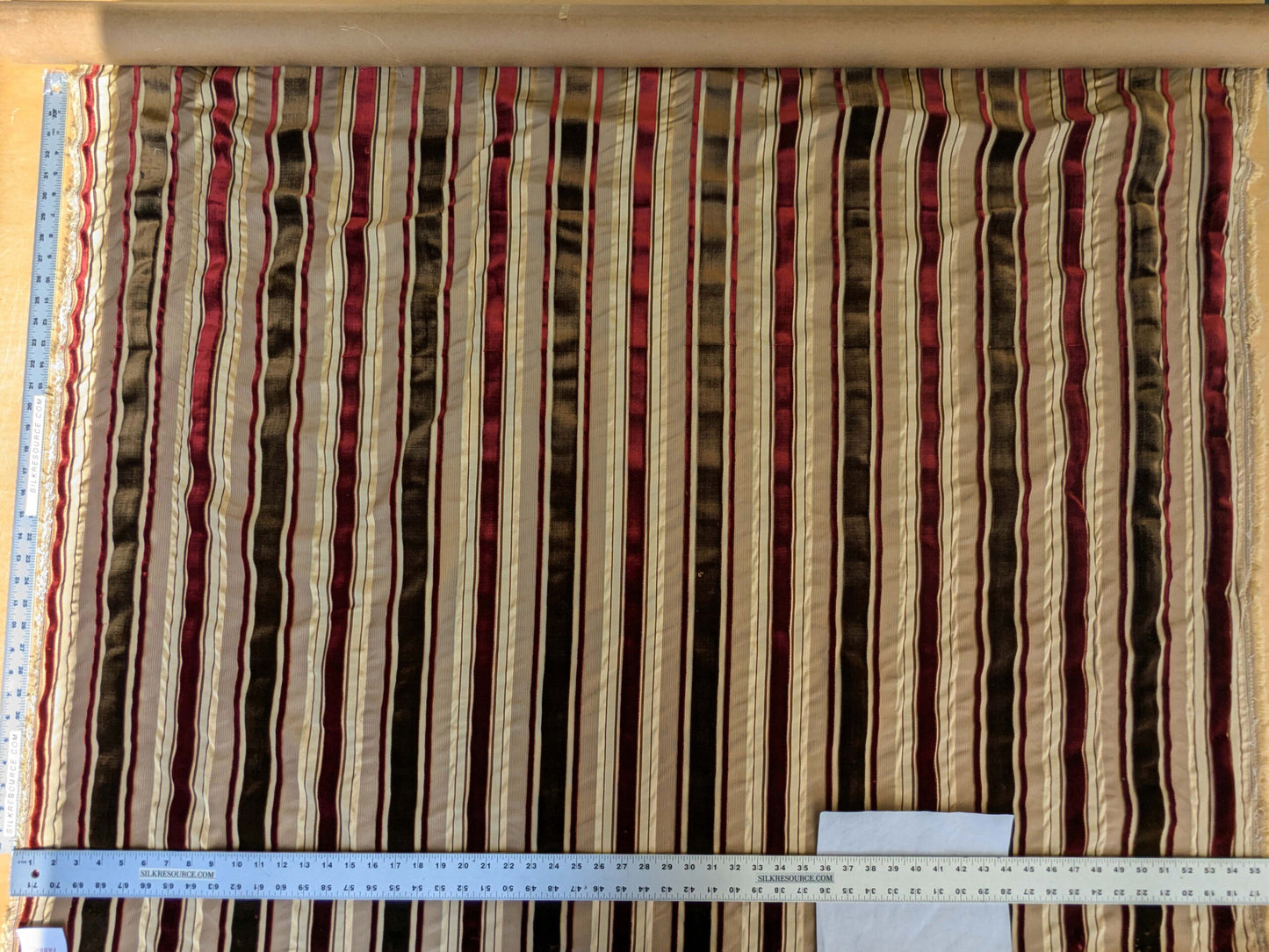 by yard Scalamandre Giacomo Silk Velvet Stripe Burgundy Brown Decadent Silk Pile MSRP USD500/y