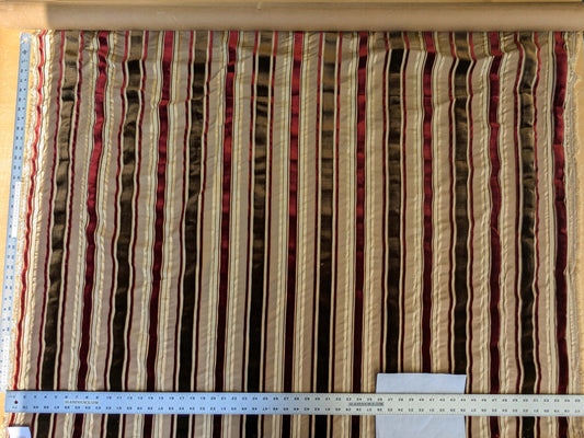 by yard Scalamandre Giacomo Silk Velvet Stripe Burgundy Brown Decadent Silk Pile MSRP USD500/y