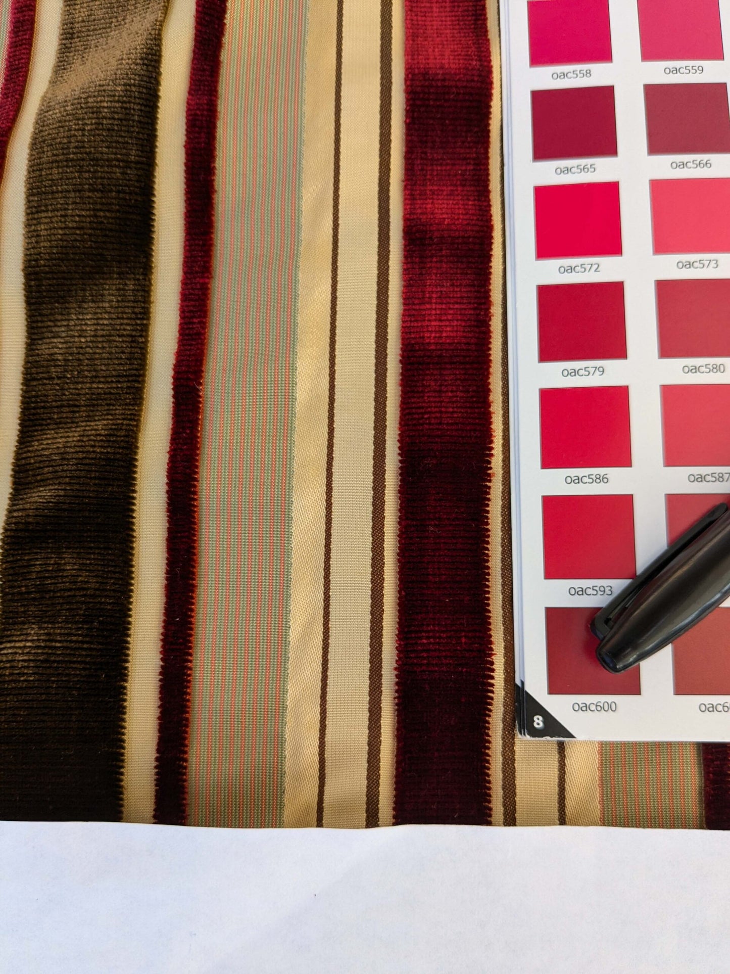 by yard Scalamandre Giacomo Silk Velvet Stripe Burgundy Brown Decadent Silk Pile MSRP USD500/y