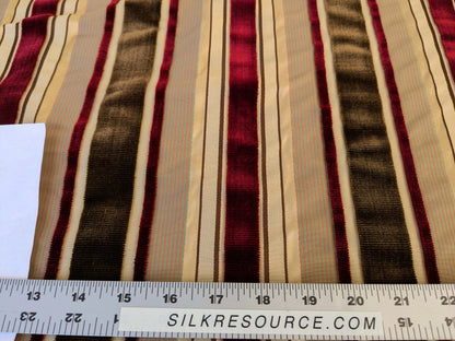 by yard Scalamandre Giacomo Silk Velvet Stripe Burgundy Brown Decadent Silk Pile MSRP USD500/y