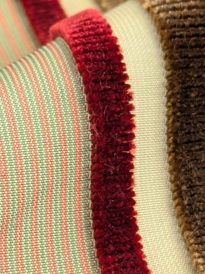 by yard Scalamandre Giacomo Silk Velvet Stripe Burgundy Brown Decadent Silk Pile MSRP USD500/y
