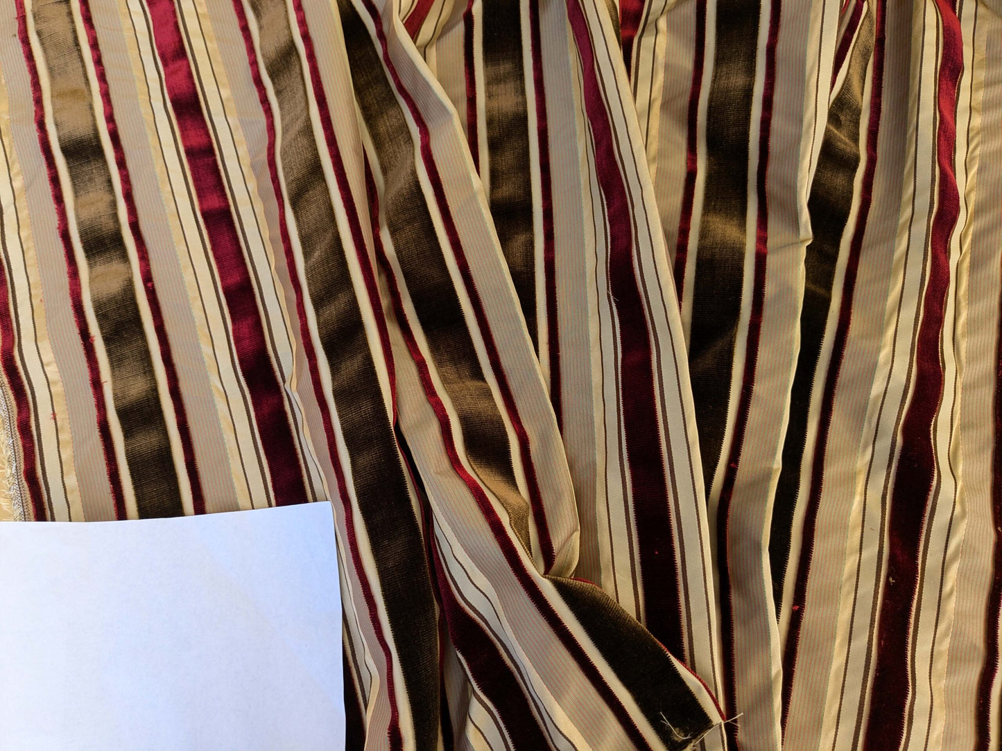 by yard Scalamandre Giacomo Silk Velvet Stripe Burgundy Brown Decadent Silk Pile MSRP USD500/y