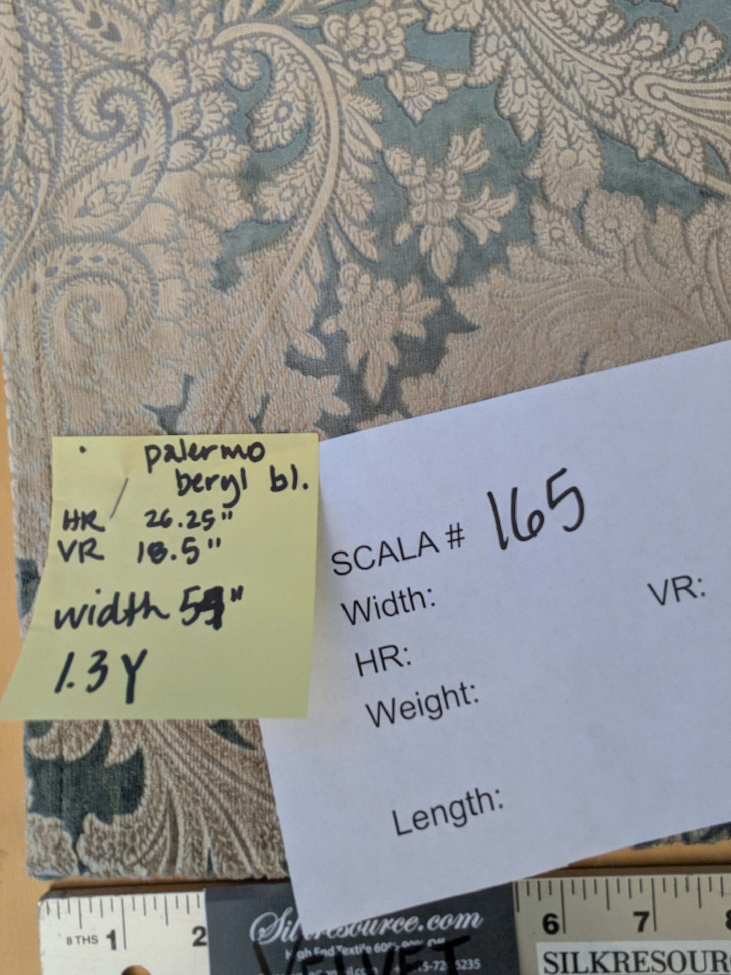 1.3yard Scalamandre Palermo Velvet Paisley Beryl Blue Printed Velvet Botanical Foliage MSRP USD610/y