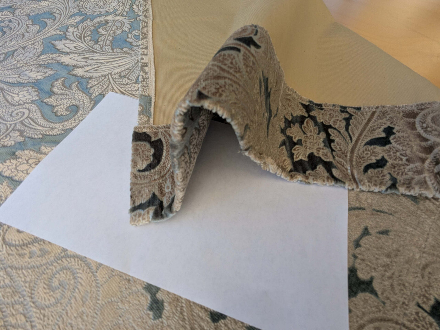 1.3yard Scalamandre Palermo Velvet Paisley Beryl Blue Printed Velvet Botanical Foliage MSRP USD610/y