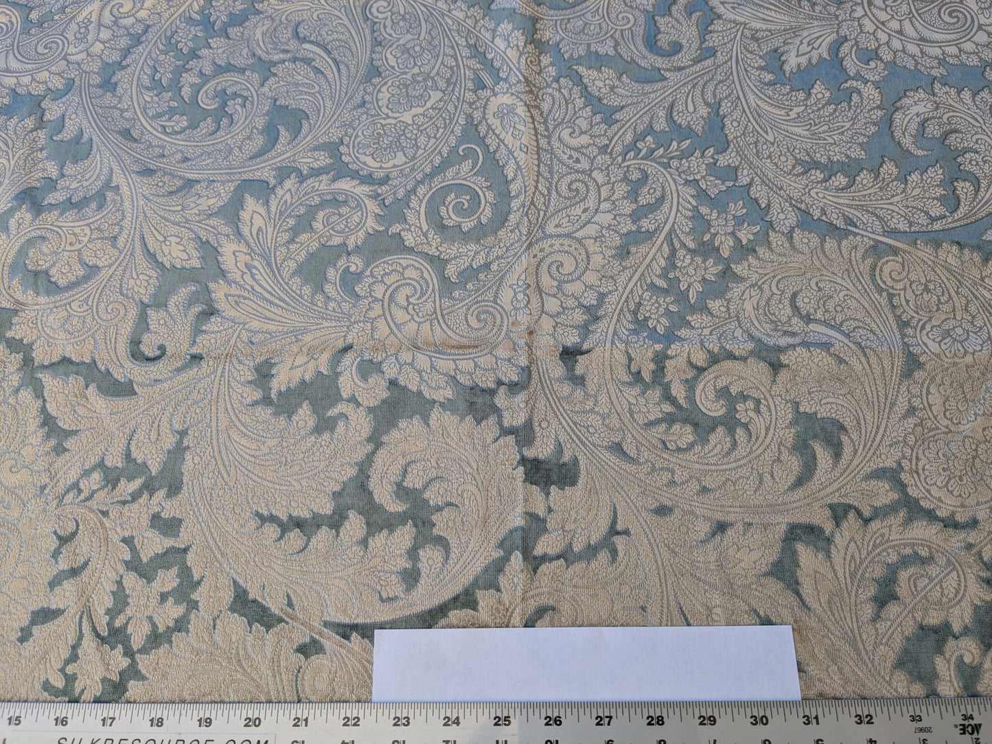 1.3yard Scalamandre Palermo Velvet Paisley Beryl Blue Printed Velvet Botanical Foliage MSRP USD610/y