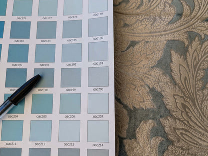 1.2yard Scalamandre Palermo Velvet Paisley Beryl Blue Printed Velvet Botanical Foliage MSRP USD610/y