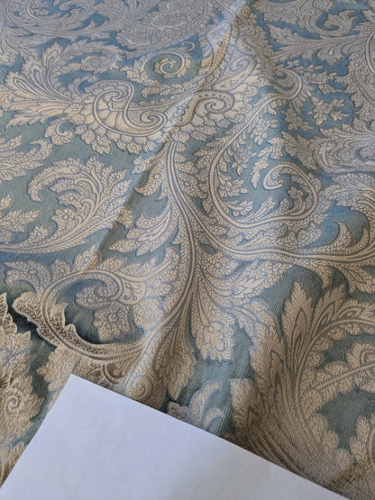 1.3yard Scalamandre Palermo Velvet Paisley Beryl Blue Printed Velvet Botanical Foliage MSRP USD610/y