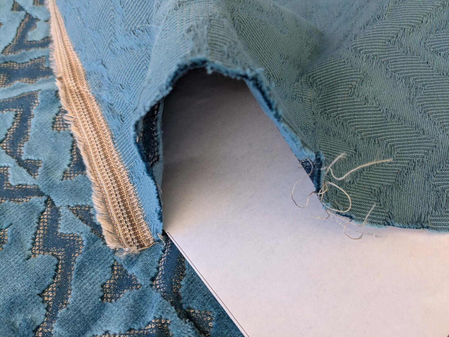 1.5yard Scalamandre Echo Velvet Peacock Blue Geometric MSRP USD 316/y