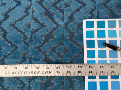 1.5yard Scalamandre Echo Velvet Peacock Blue Geometric MSRP USD 316/y