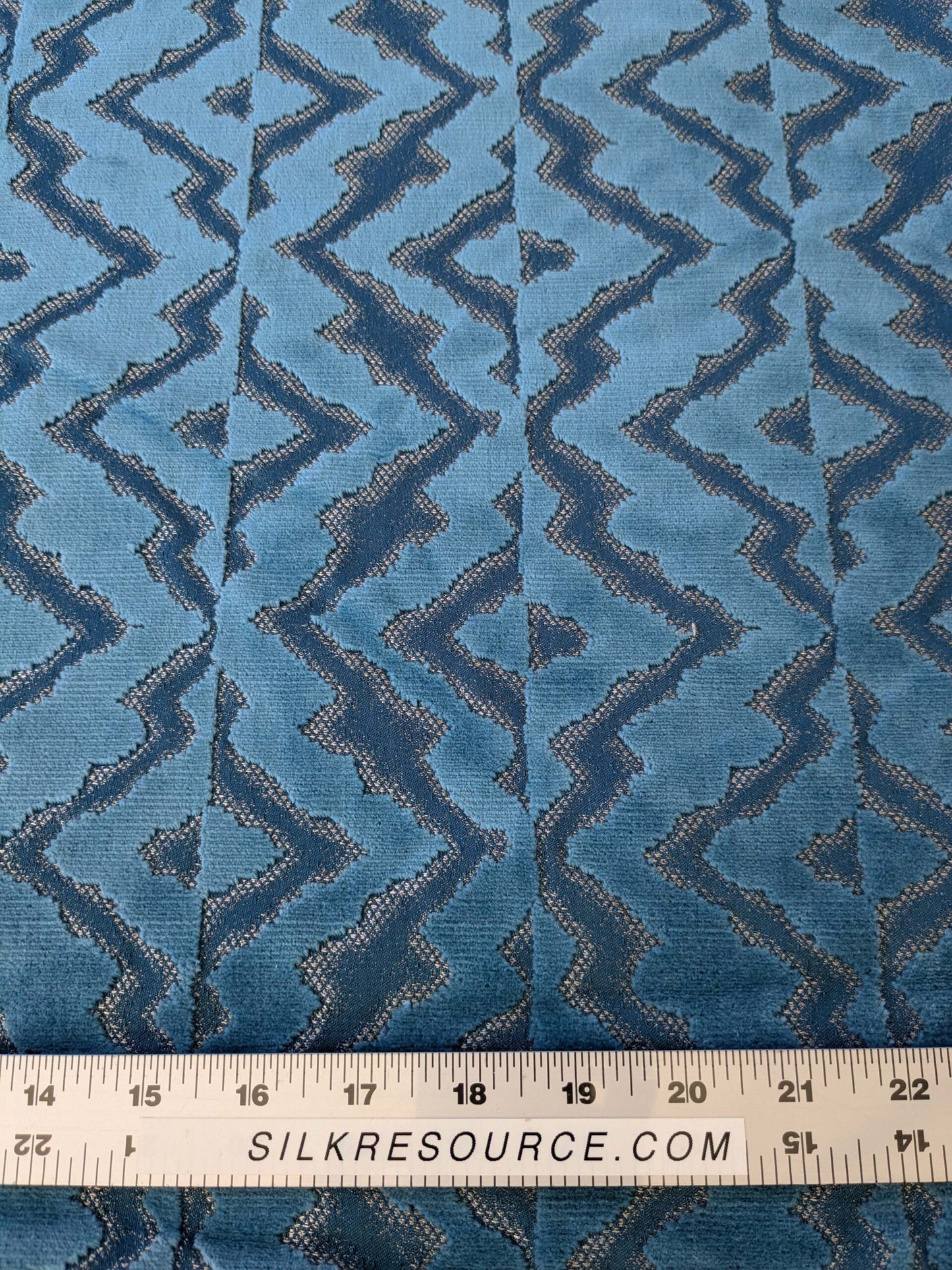 1.5yard Scalamandre Echo Velvet Peacock Blue Geometric MSRP USD 316/y