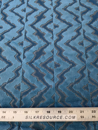 1.5yard Scalamandre Echo Velvet Peacock Blue Geometric MSRP USD 316/y