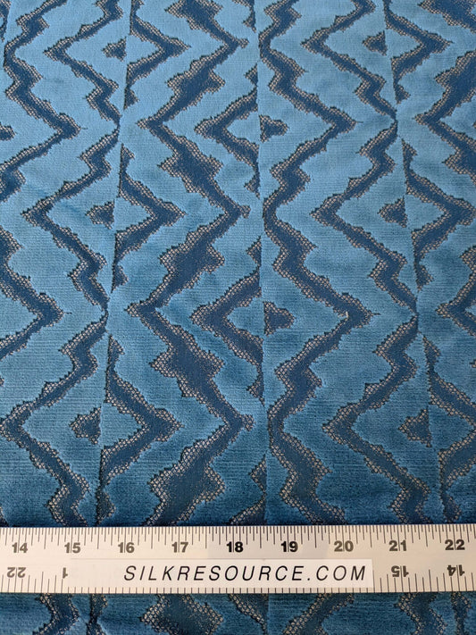 1.5yard Scalamandre Echo Velvet Peacock Blue Geometric MSRP USD 316/y
