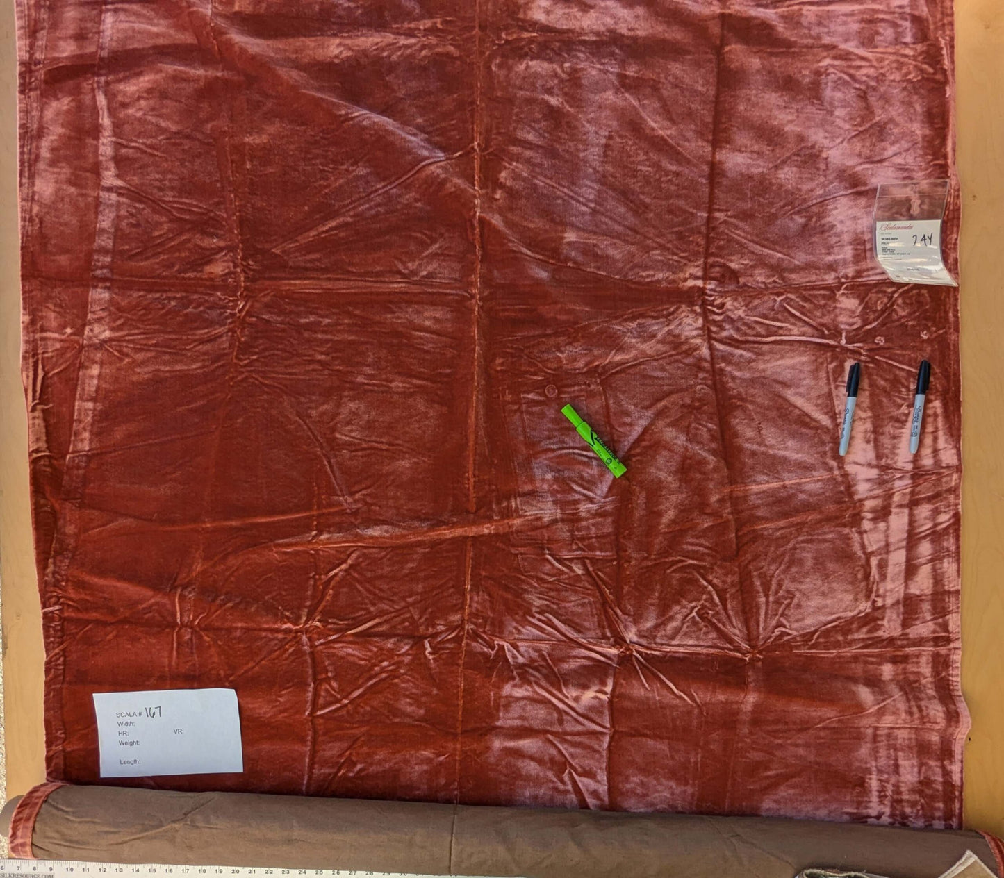 2.4yard with small stains Scalamandre Folio Coral Red Pink Superb Silk Velvet With Cuddly Silk Pile Yet Durable MSRP USD 566/y