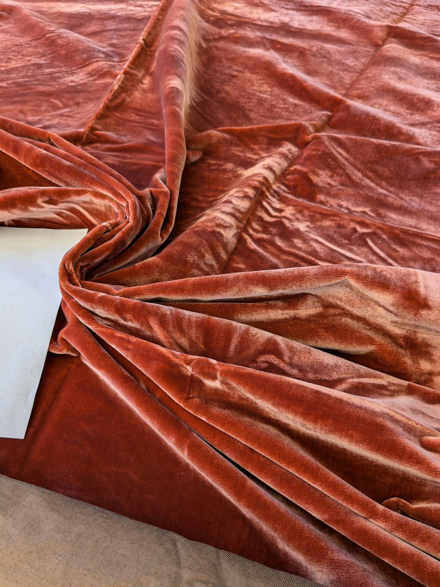 2.4yard with small stains Scalamandre Folio Coral Red Pink Superb Silk Velvet With Cuddly Silk Pile Yet Durable MSRP USD 566/y