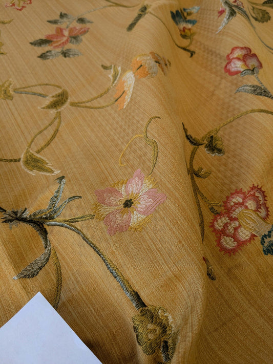 2.2 yard Scalamandre Colony Roma Millefiori Bronzo Yellow Floral Botanical Tree Foliage Renaissance MSRP USD 500+/Y