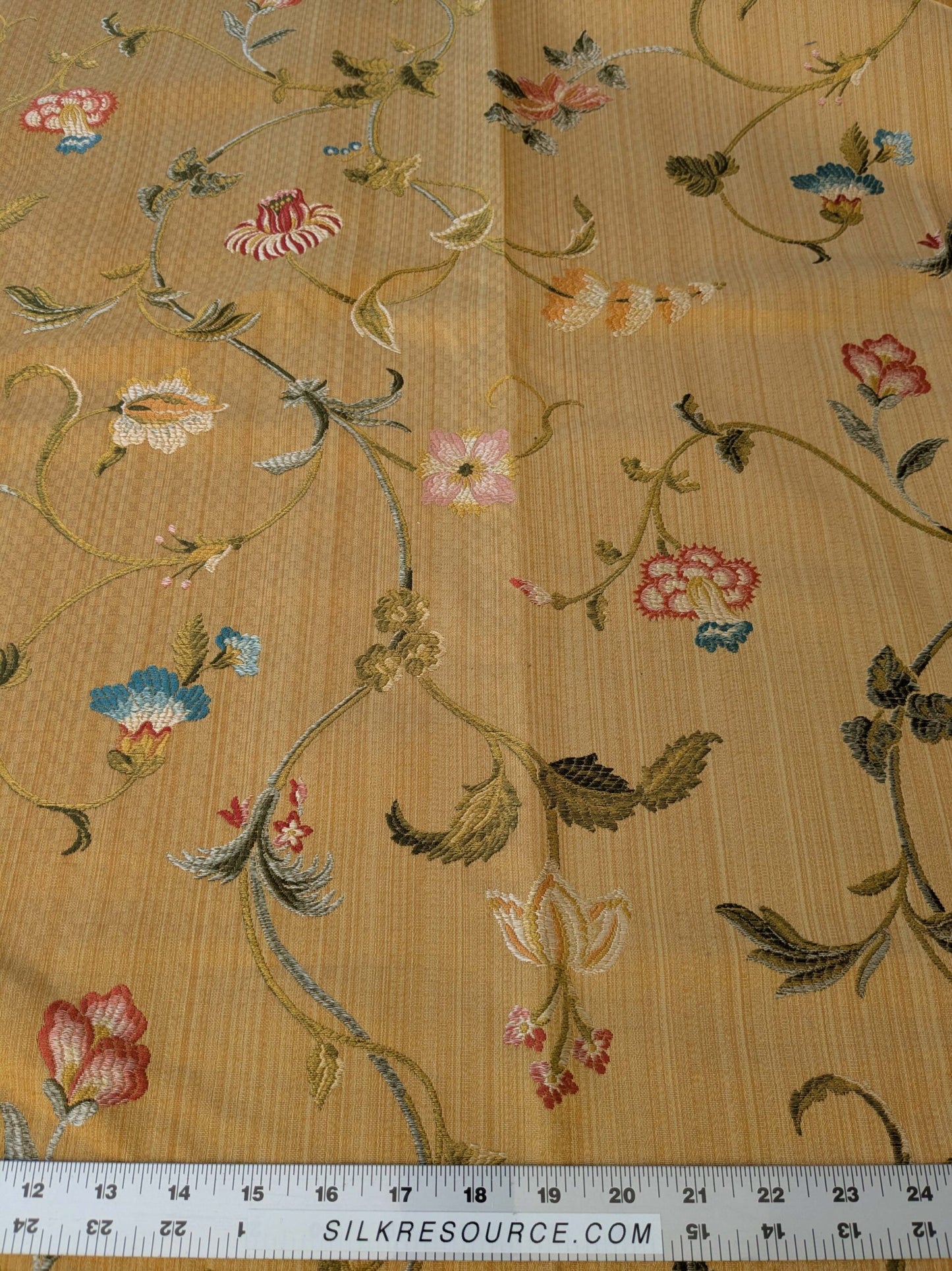2.2 yard Scalamandre Colony Roma Millefiori Bronzo Yellow Floral Botanical Tree Foliage Renaissance MSRP USD 500+/Y
